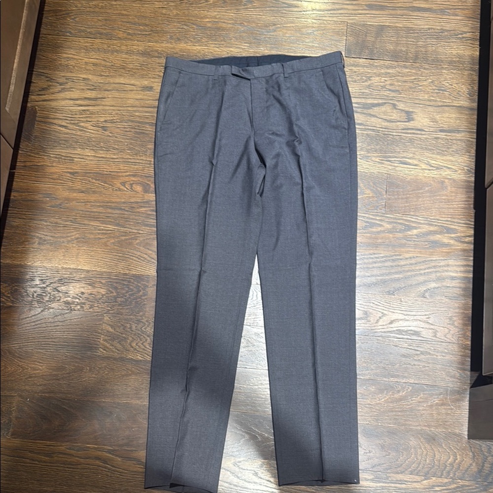 Hugo Boss Gray Dress Pants Flat Front Wool Blend